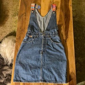 Boho, vintage, western, jean skirt overalls